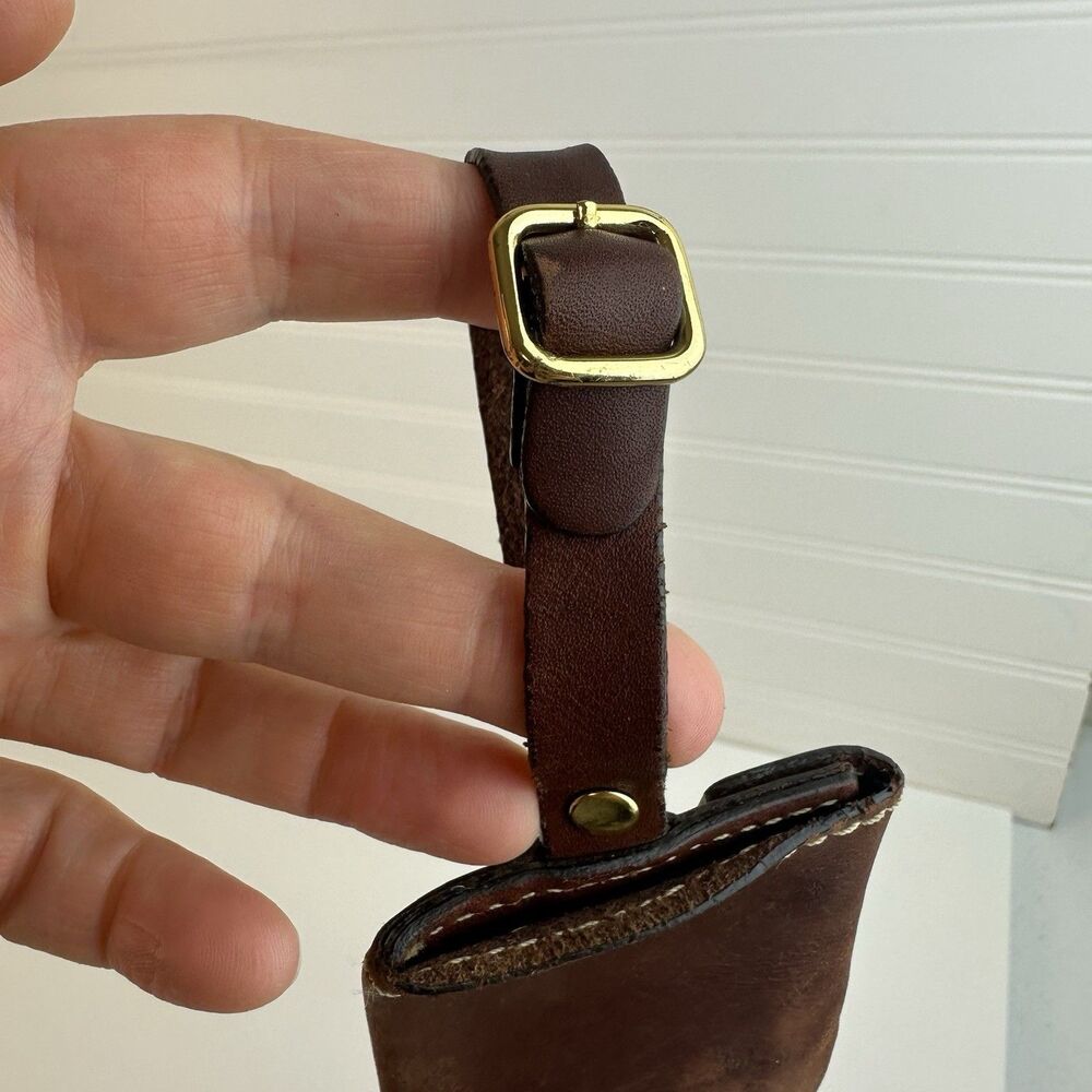 Hartmann Brown Leather Luggage Suitcase ID Tag Double Snap Closure - Picture 5 of 9